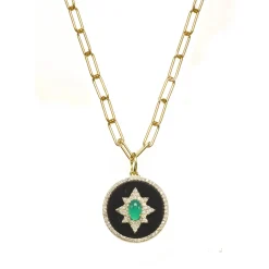 Black/Green Onyx Pendant Necklace