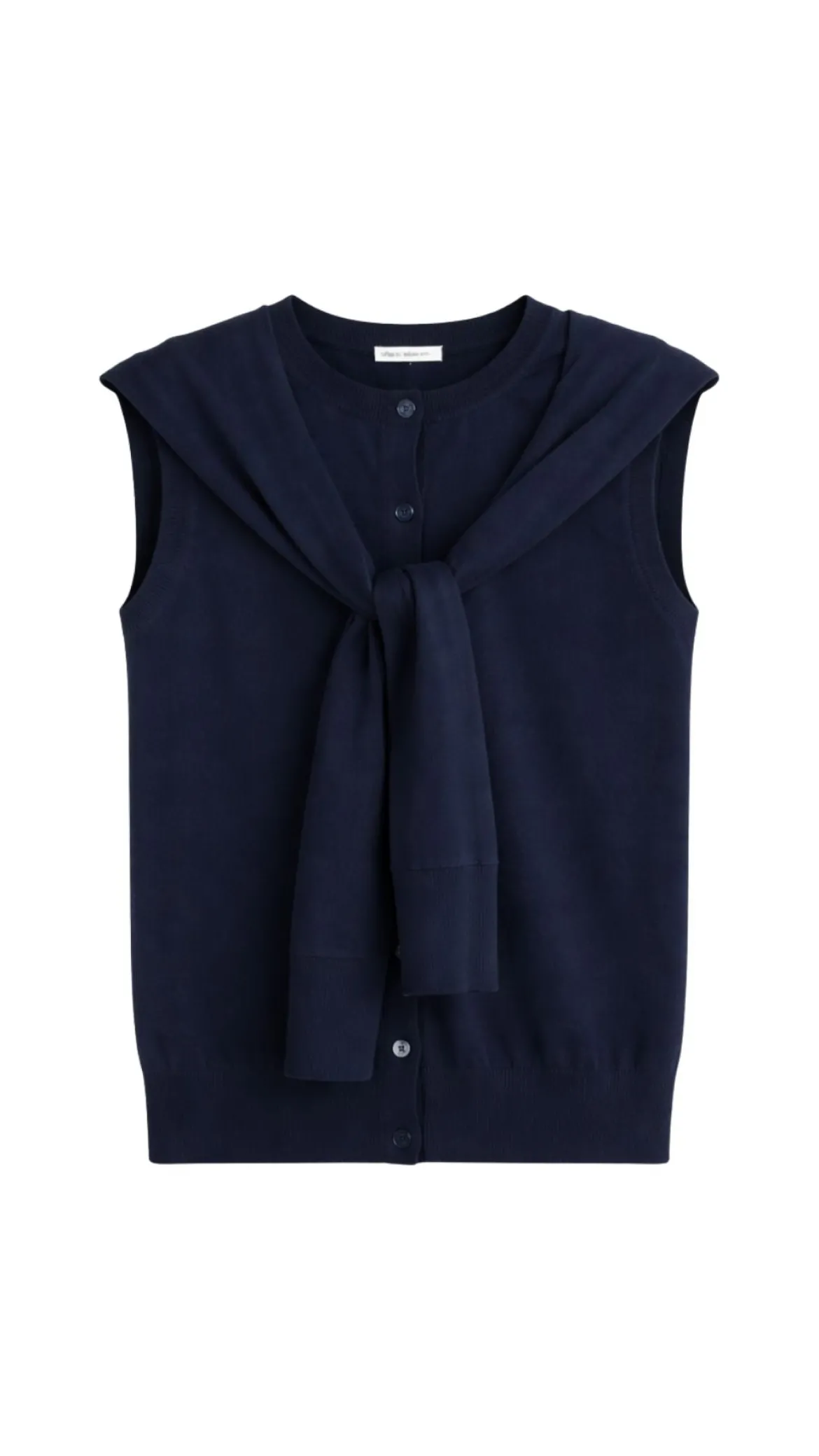 Button Front Vest With Tie