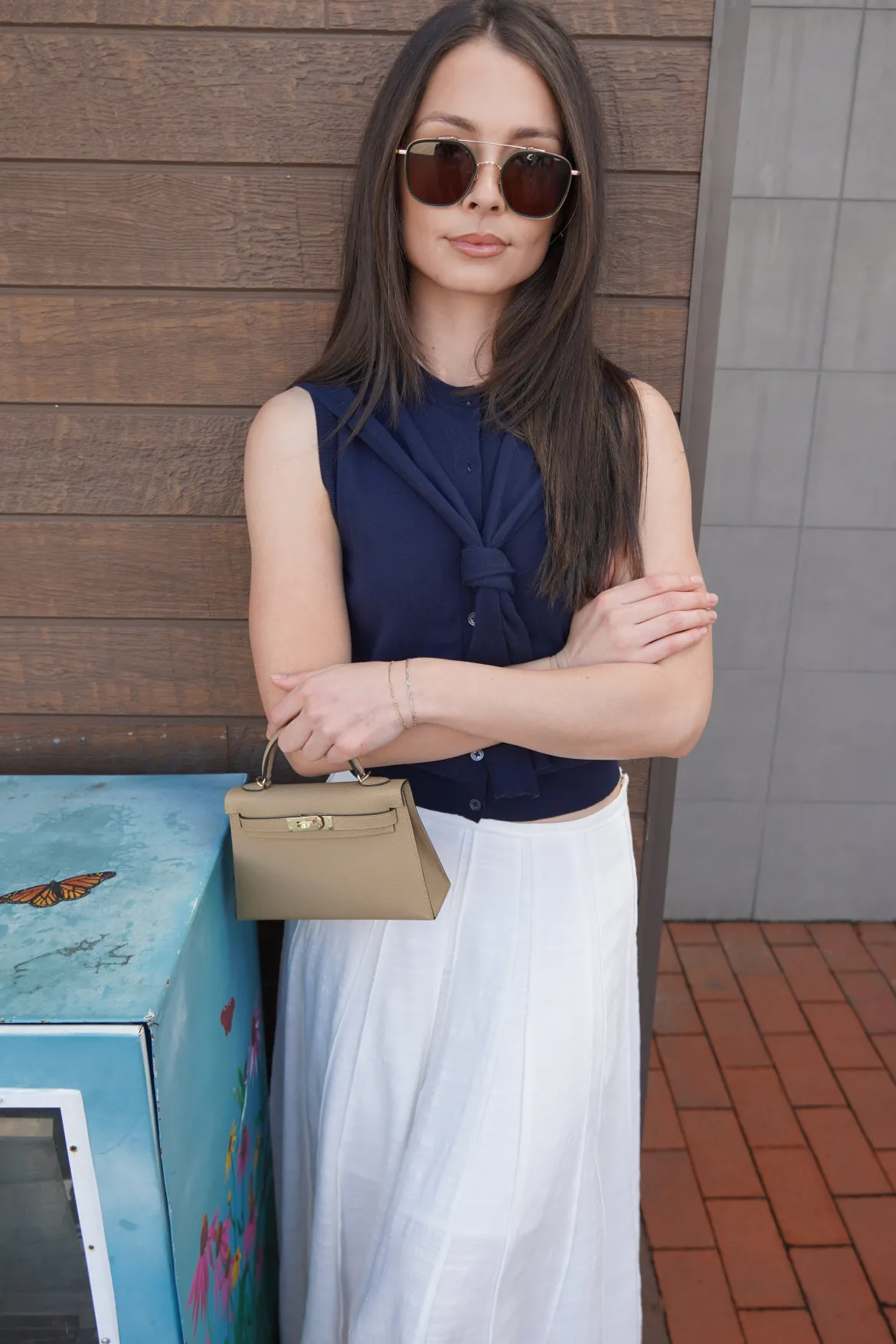 Button Front Vest With Tie