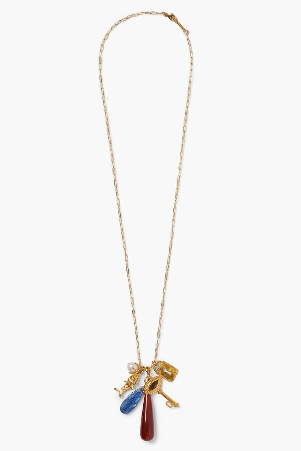 Fish & Red Agate Charm Necklace