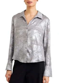 Flowy Wide Collar Button Down
