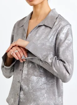Flowy Wide Collar Button Down