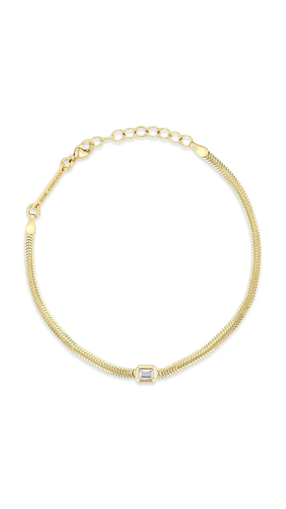 14k Emerald Cut Chain Bracelet