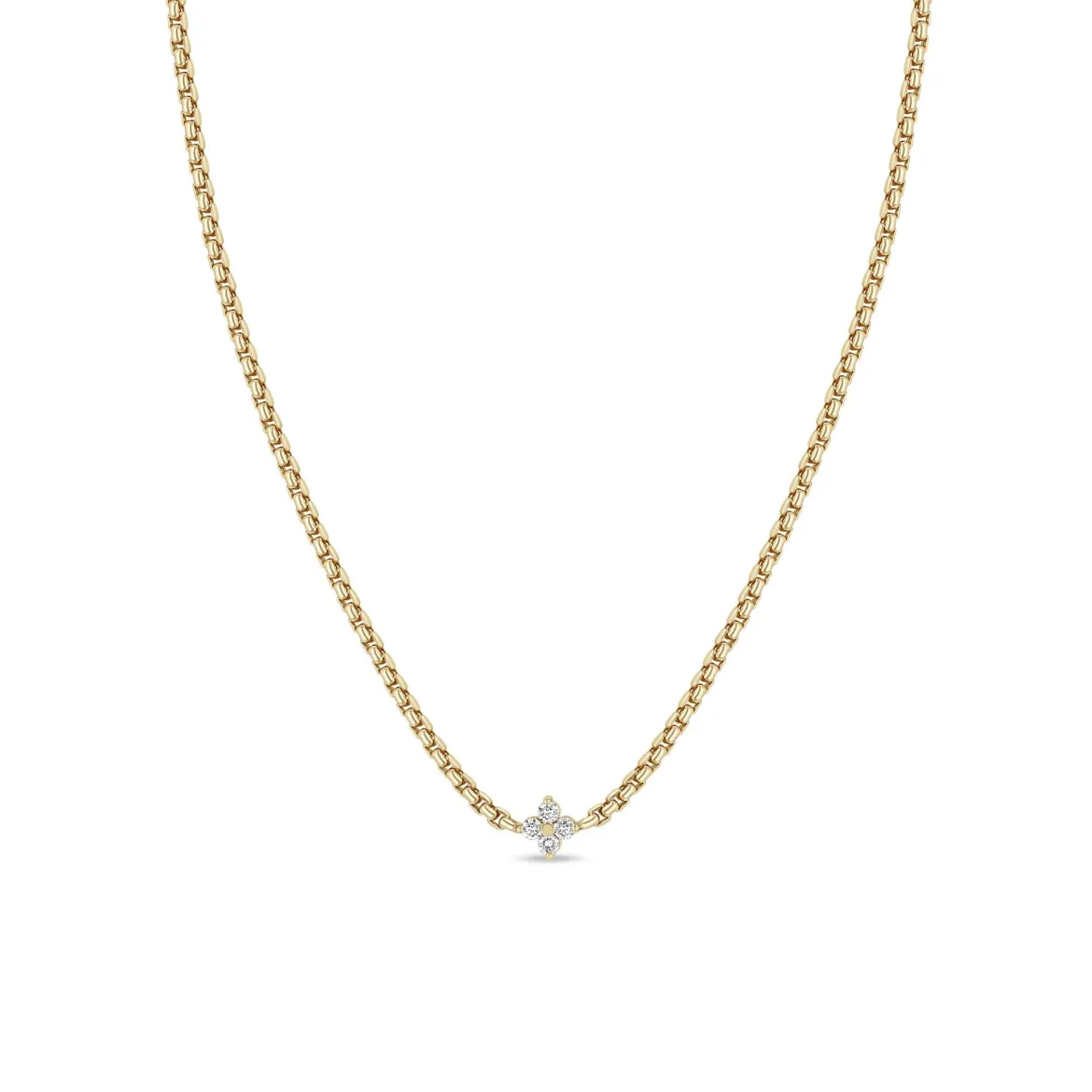 14k Prong Diamond Quad Chain Necklace