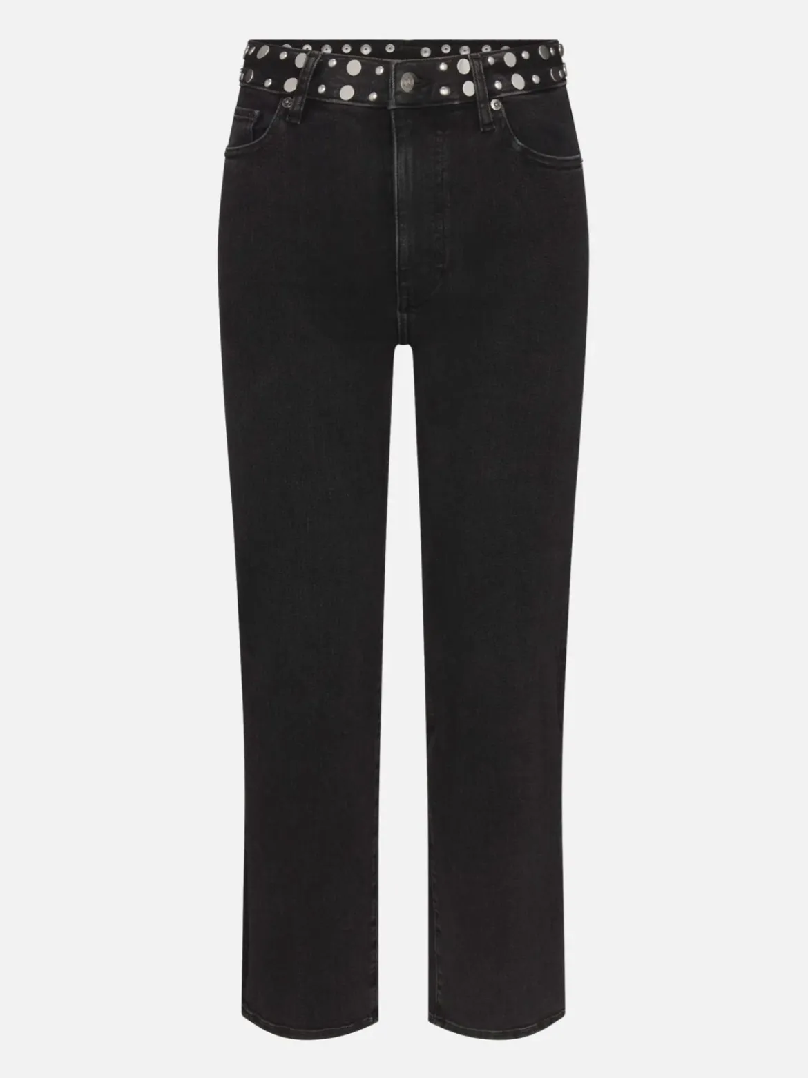 Le Sleek Straight Studded Jeans