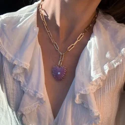 Malene Purple Mica Clip Necklace