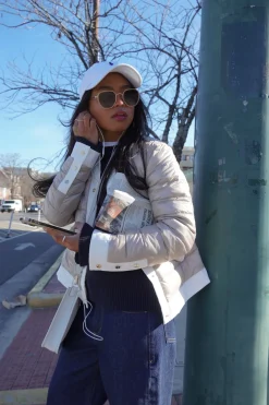 Nylon Short Collarless Jacket