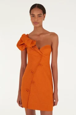 Orange Flower Mini Dress
