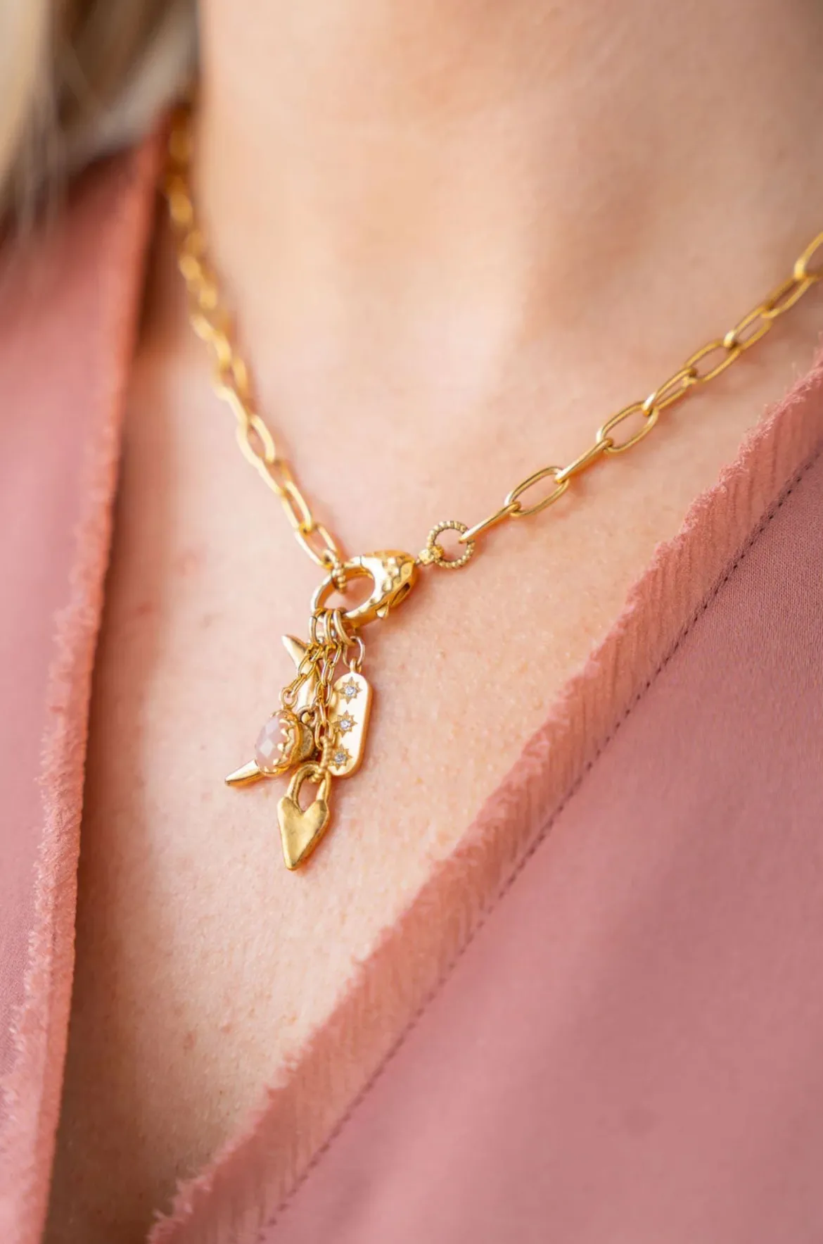 Peach Moonstone Drop Necklace