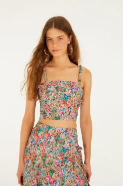 Peasant Floral Butterflies Top
