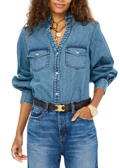 Puff Sleeve Denim Shirt