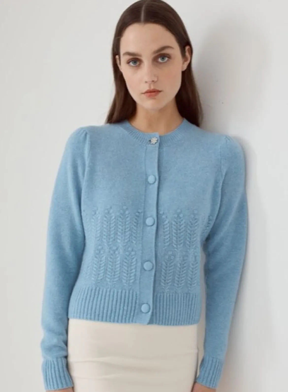 Puff Sleeve Popcorn Stitch Cardi
