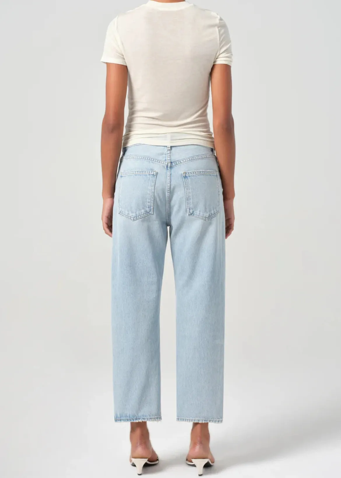 90's Crop Mid Rise Loose Straight Jeans