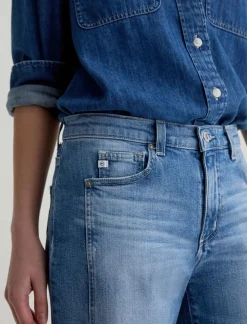 Saige Wide Leg Crop Jeans With Panel