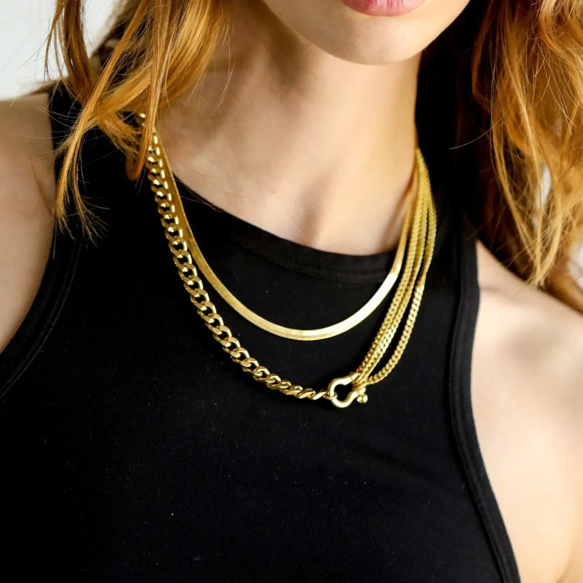 Shackle Trilogy Brass Necklace